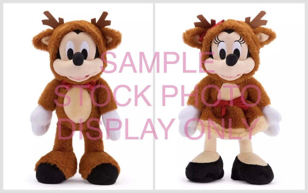 2025 Disney Store Christmas Holiday Mickey & Minnie Mouse Reindeer 15” Plush NWT
